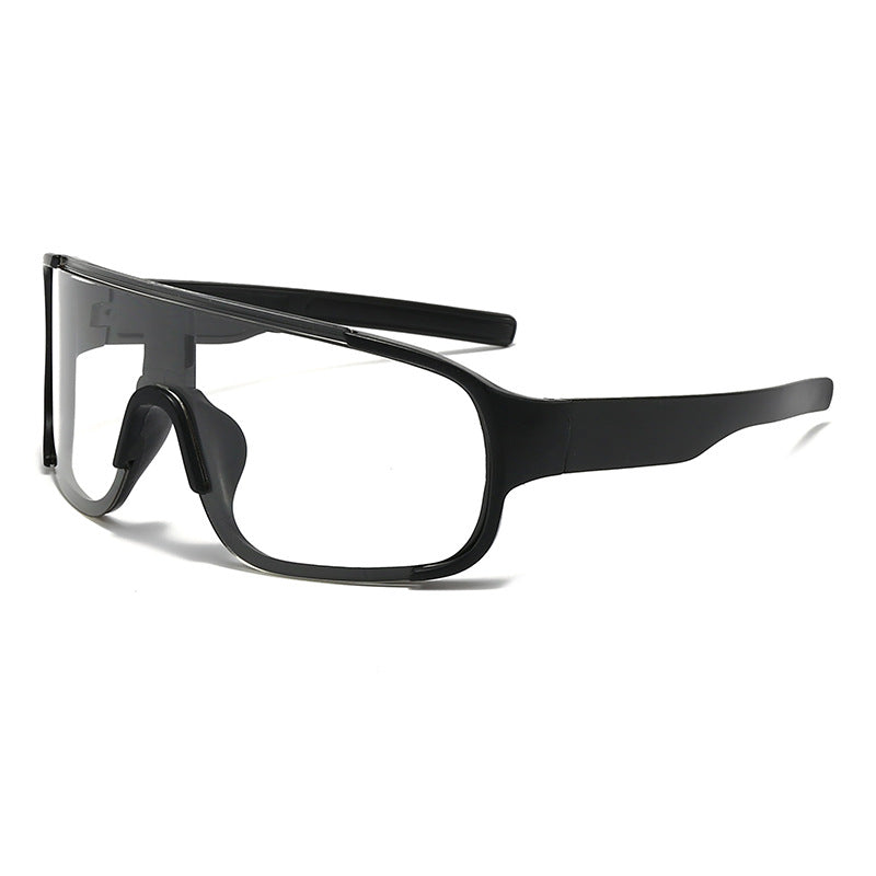 Drift oversized shield sunglasses in black with clear lens