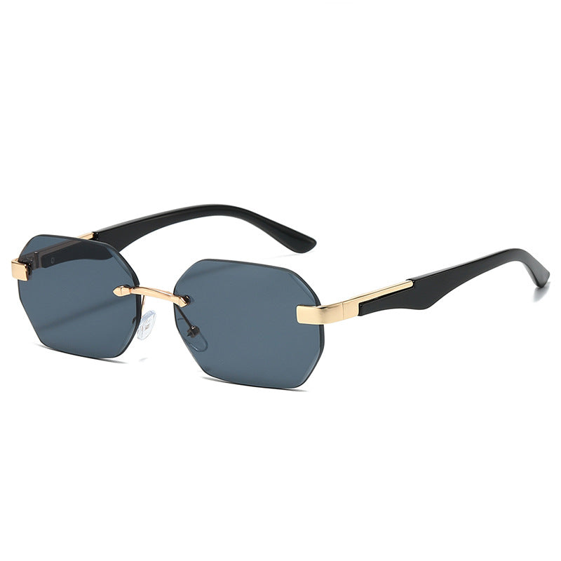 Atlantic rimless polygon sunglasses in Gold Black Smoke