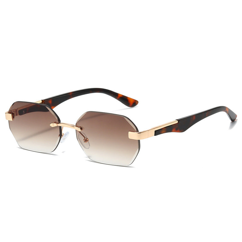 Atlantic rimless polygon sunglasses in Gold Tortoise Brown Gradient