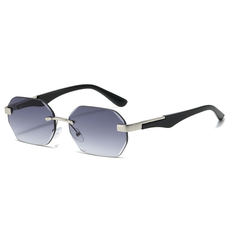 Atlantic rimless polygon sunglasses in Silver Black Purple Gradient