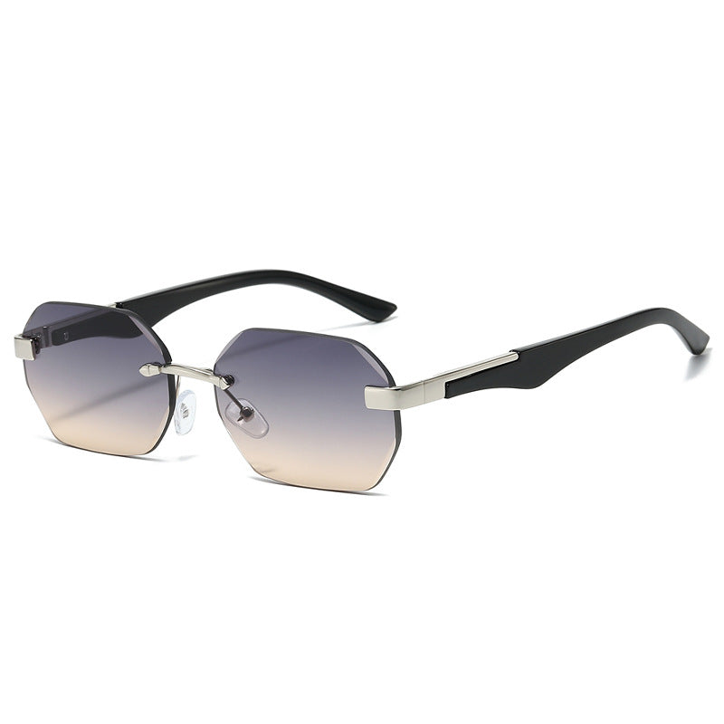 Atlantic rimless polygon sunglasses in Silver Black Rose Gradient