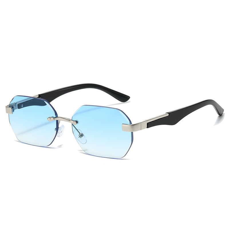Atlantic rimless polygon sunglasses in Silver Blue Gradient