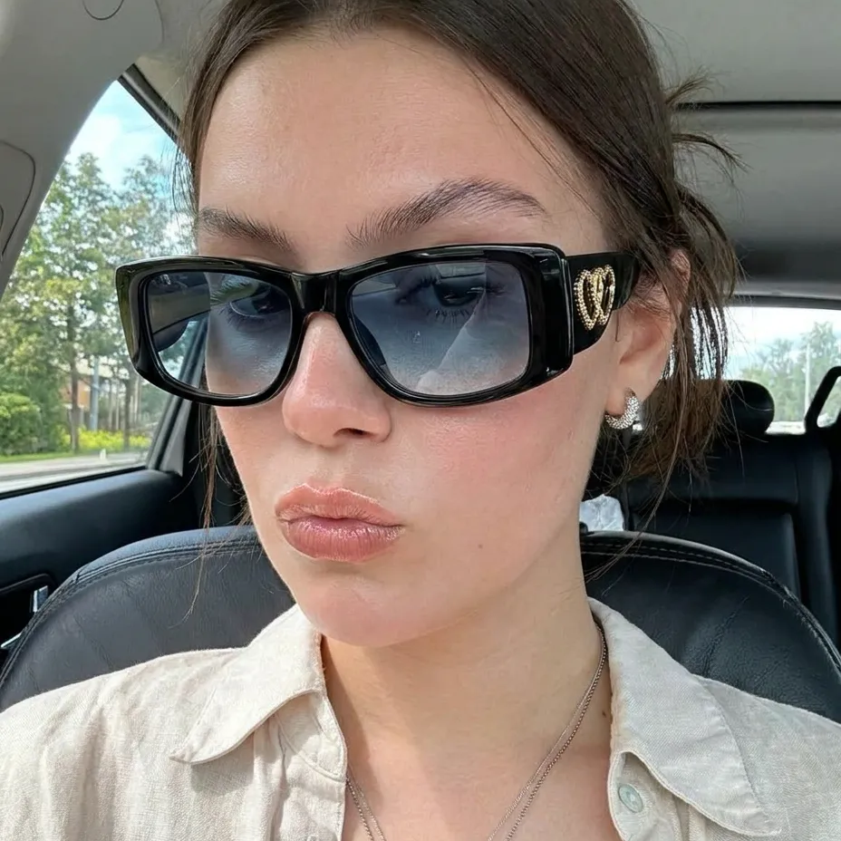 Aura Black Smoke square sunglasses lifestyle view