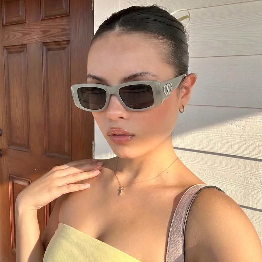 Aura Light Gray square sunglasses lifestyle view