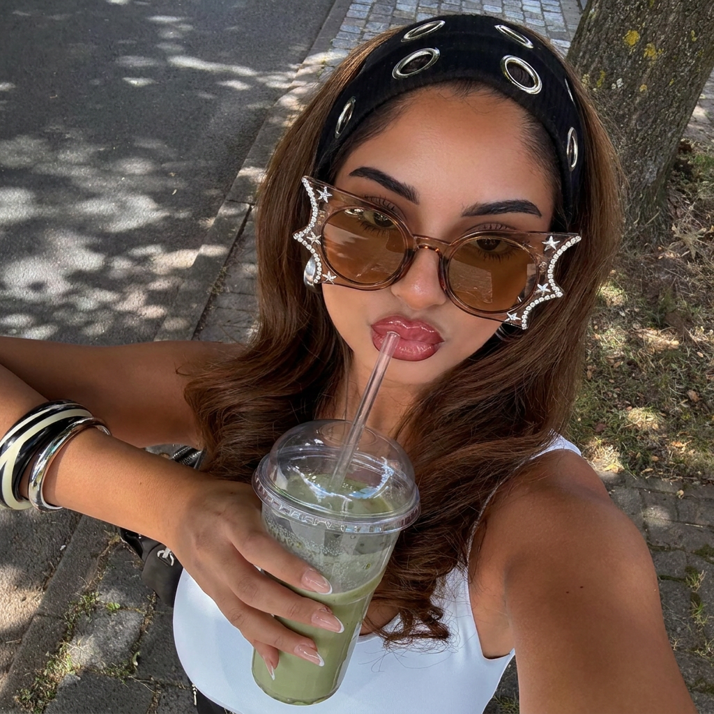 Breeze Brown star cat-eye sunglasses lifestyle view