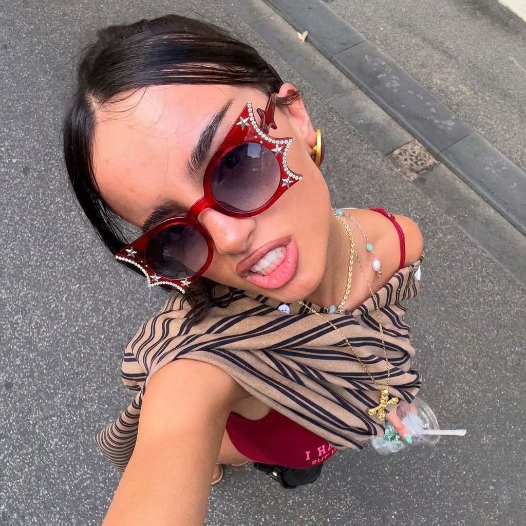 Breeze Red star cat-eye sunglasses lifestyle view