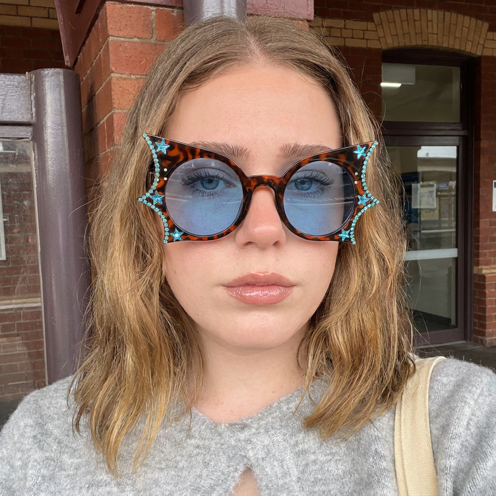 Breeze Tortoise Brown star cat-eye sunglasses lifestyle view