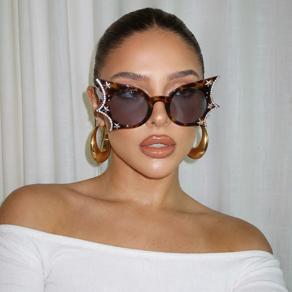 Breeze Tortoise Smoke star cat-eye sunglasses lifestyle view