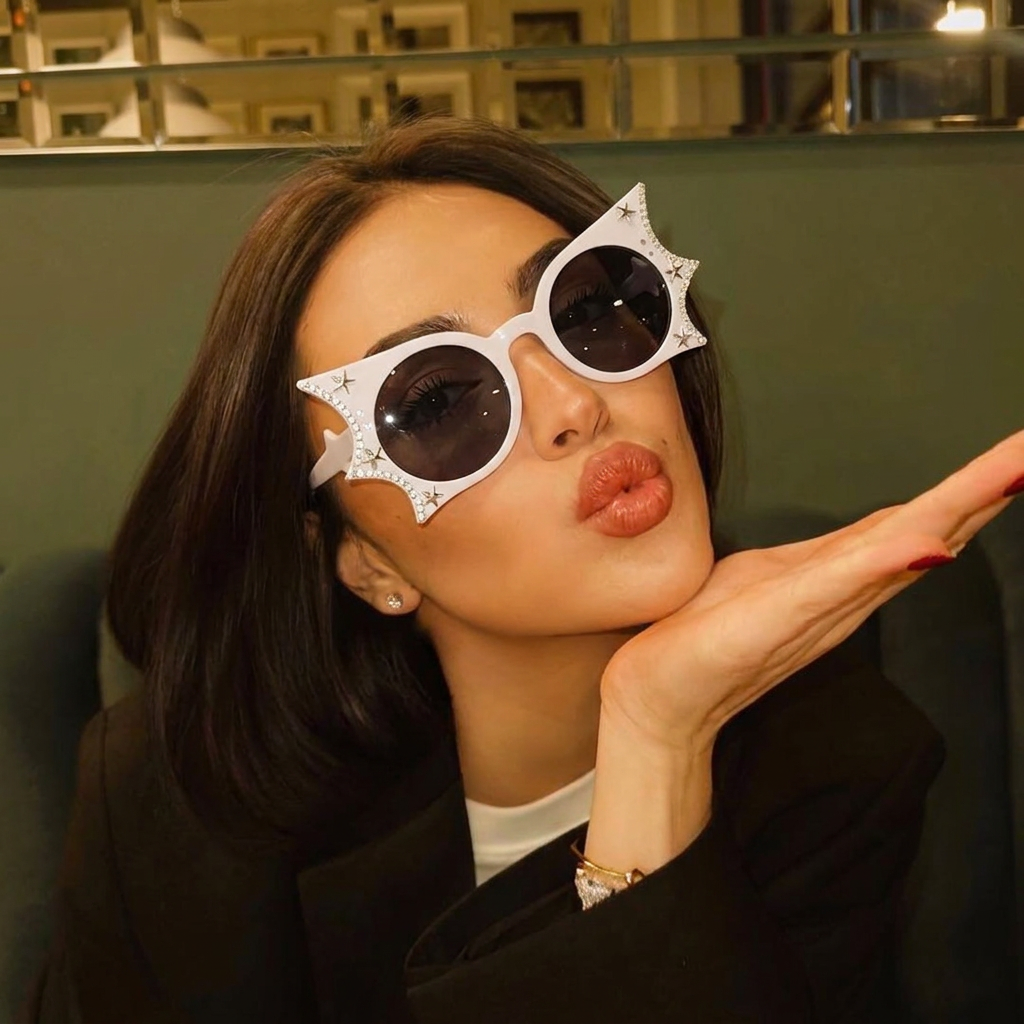 Breeze White star cat-eye sunglasses lifestyle view