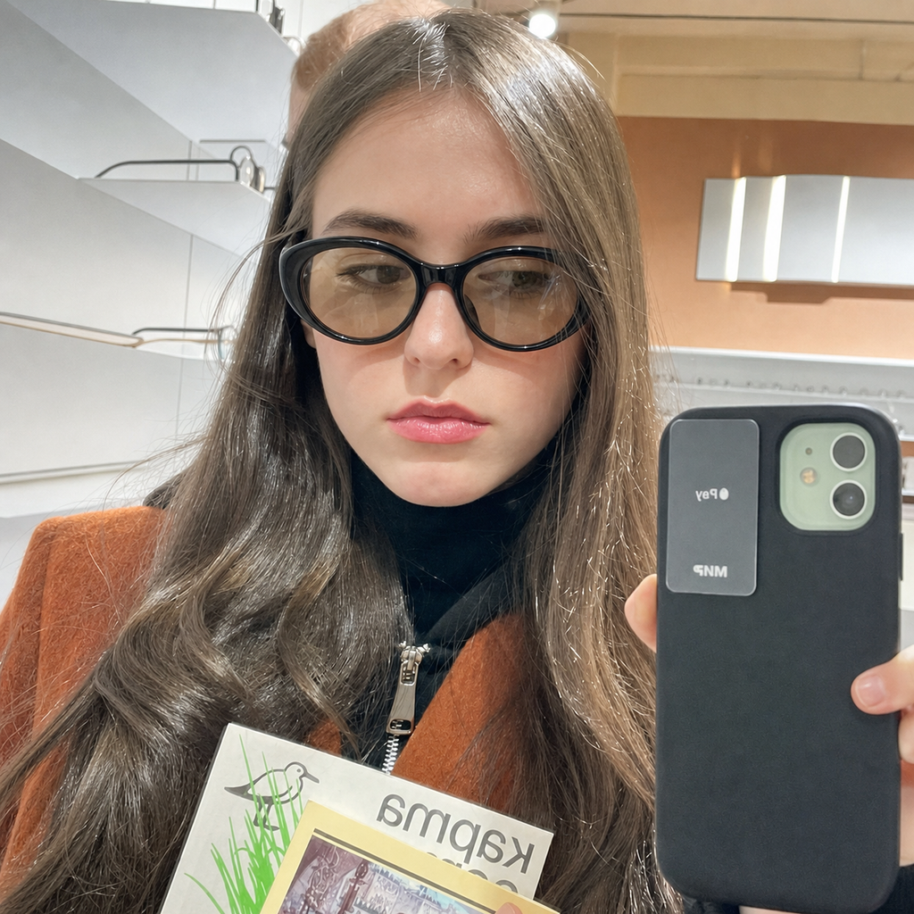 Caelum Black Rose oval sunglasses on model