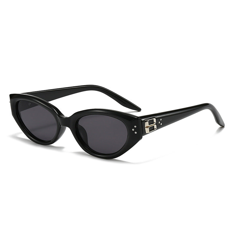 Celeste cat eye sunglasses in black with smoke lenses