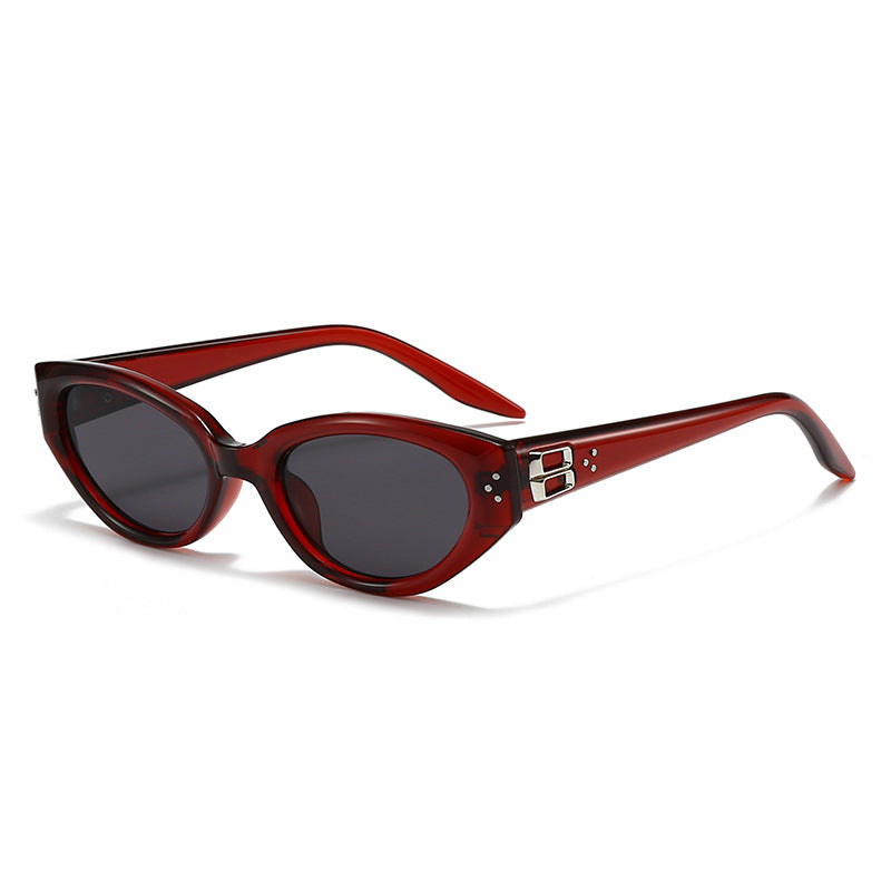 Celeste cat eye sunglasses in red with smoke lenses