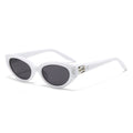 Celeste cat eye sunglasses with white frame and smoke lenses