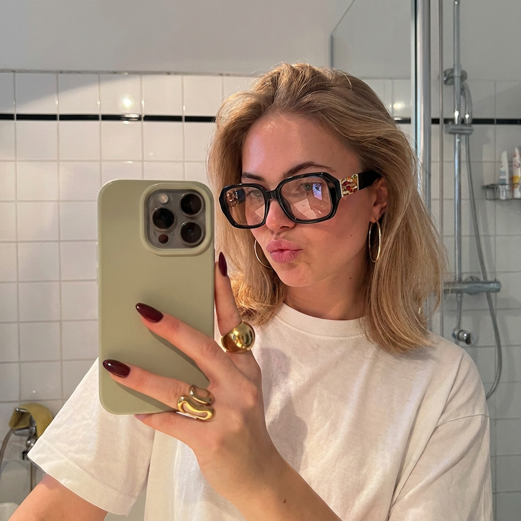 Crest Black Pink square sunglasses on model