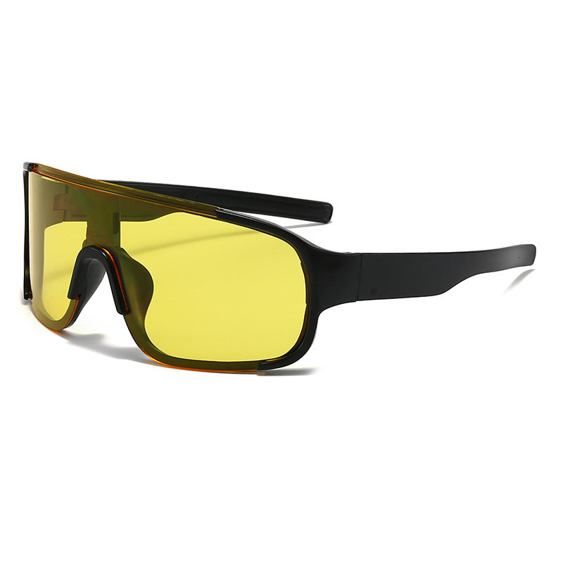 Drift oversized shield sunglasses in black with yellow lens