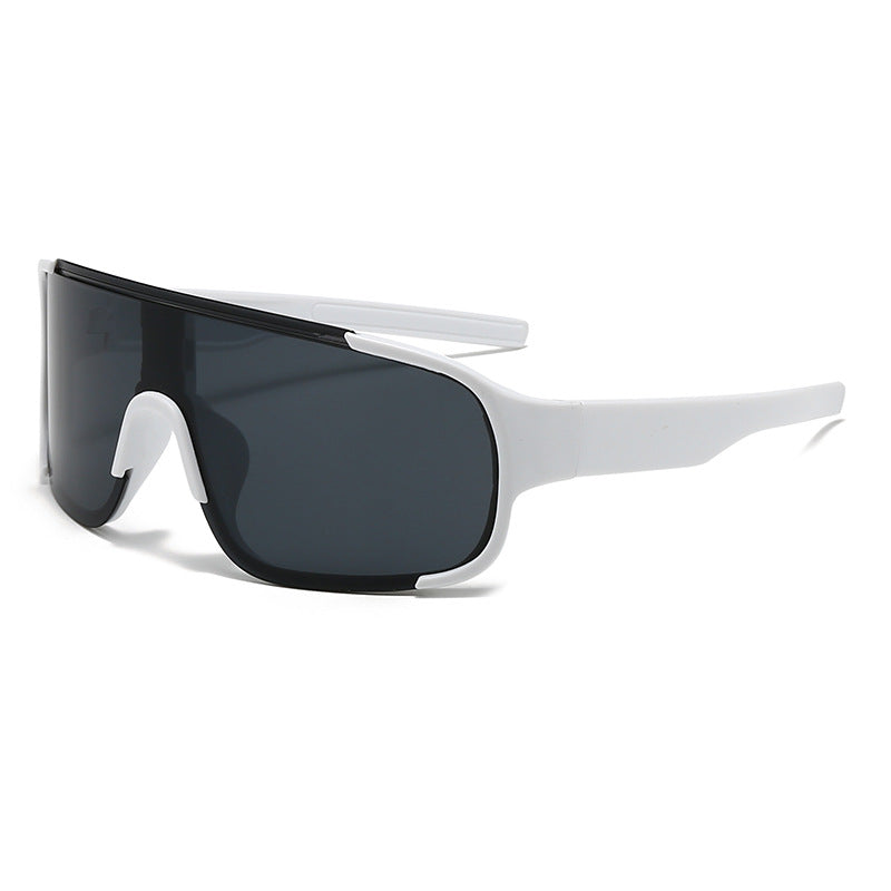 Drift oversized shield sunglasses with white frame and black lens