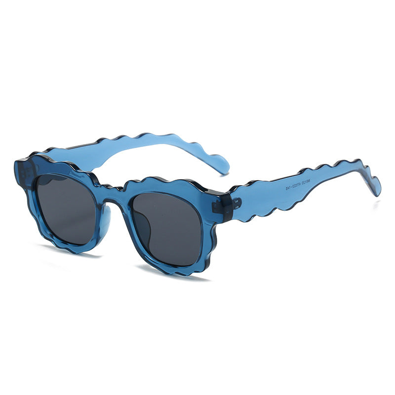 Dune Blue wavy square sunglasses product view