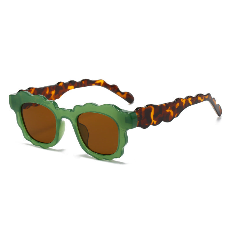 Dune Green wavy square sunglasses product view
