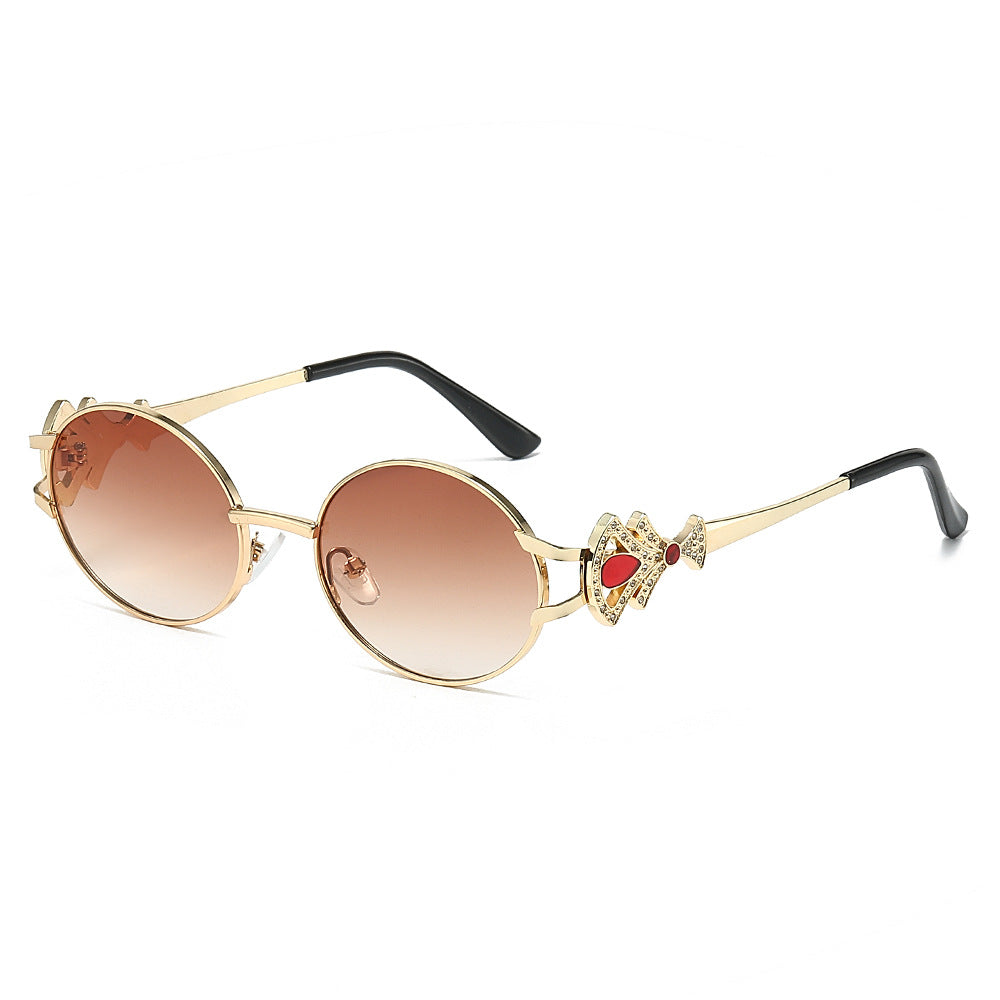 Eos round metal sunglasses in Gold Brown