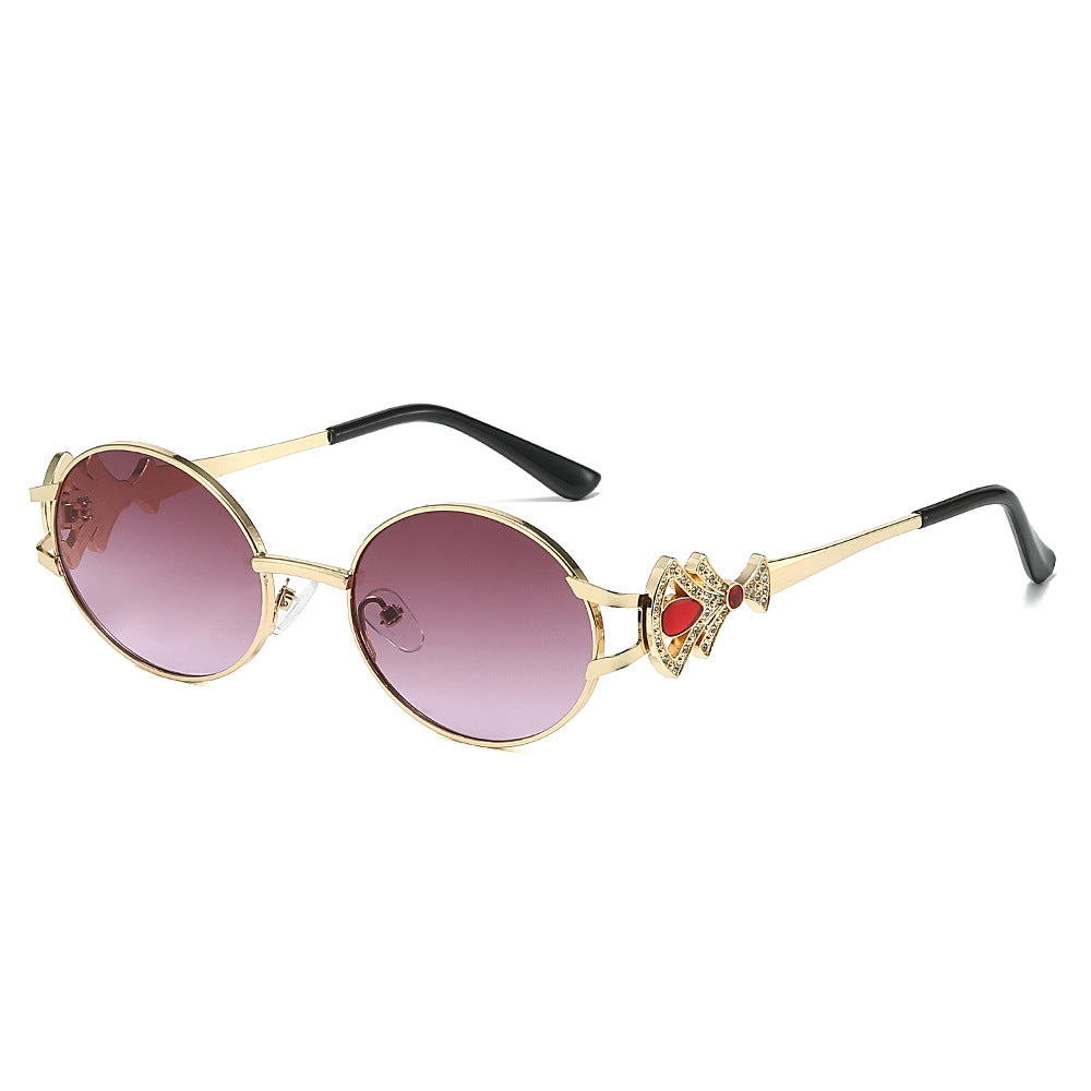 Eos round metal sunglasses in Gold Violet