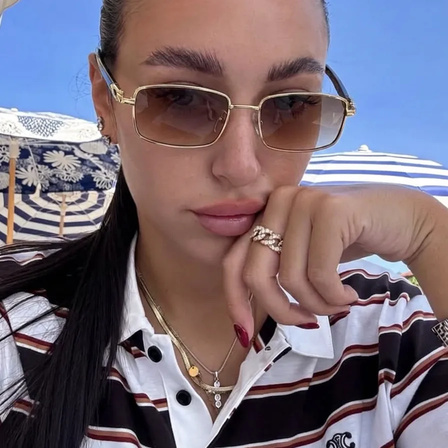 Helios Gold Smoke rectangle sunglasses lifestyle view