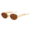 Kael oval metal sunglasses in Gold Brown