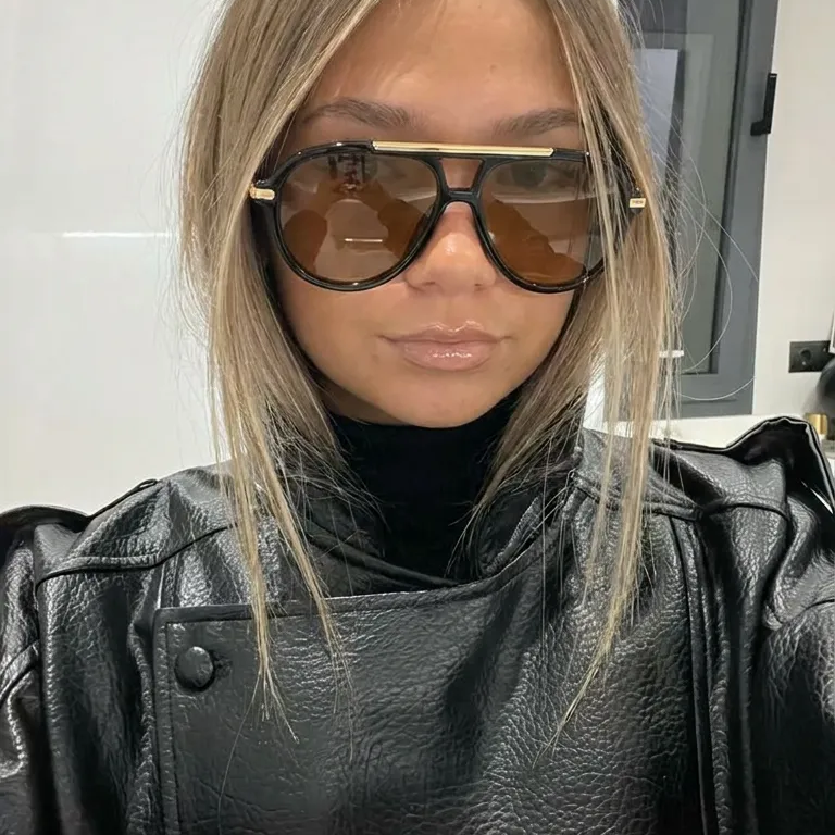 Lux Black aviator sunglasses lifestyle view