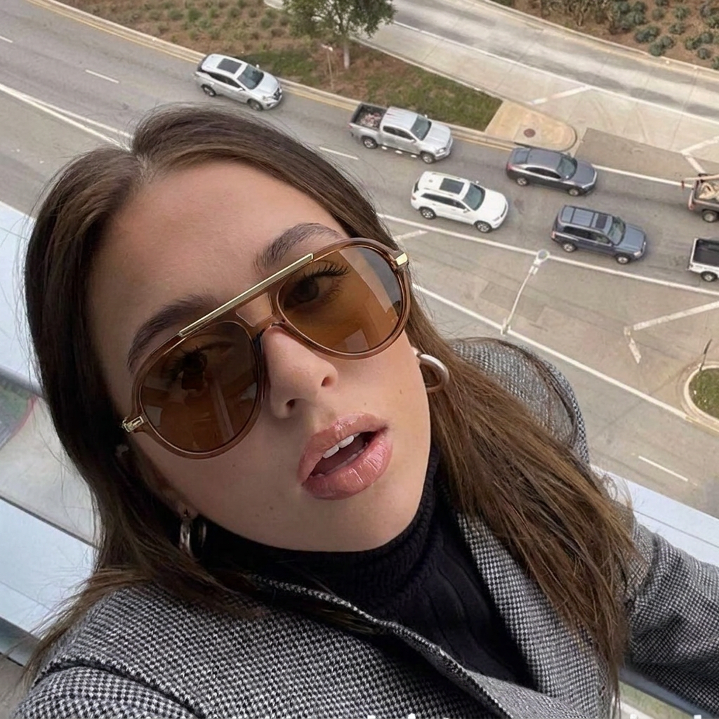 Lux Brown Gradient aviator sunglasses lifestyle view