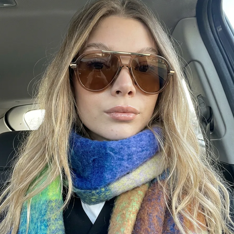 Lux Brown aviator sunglasses lifestyle view