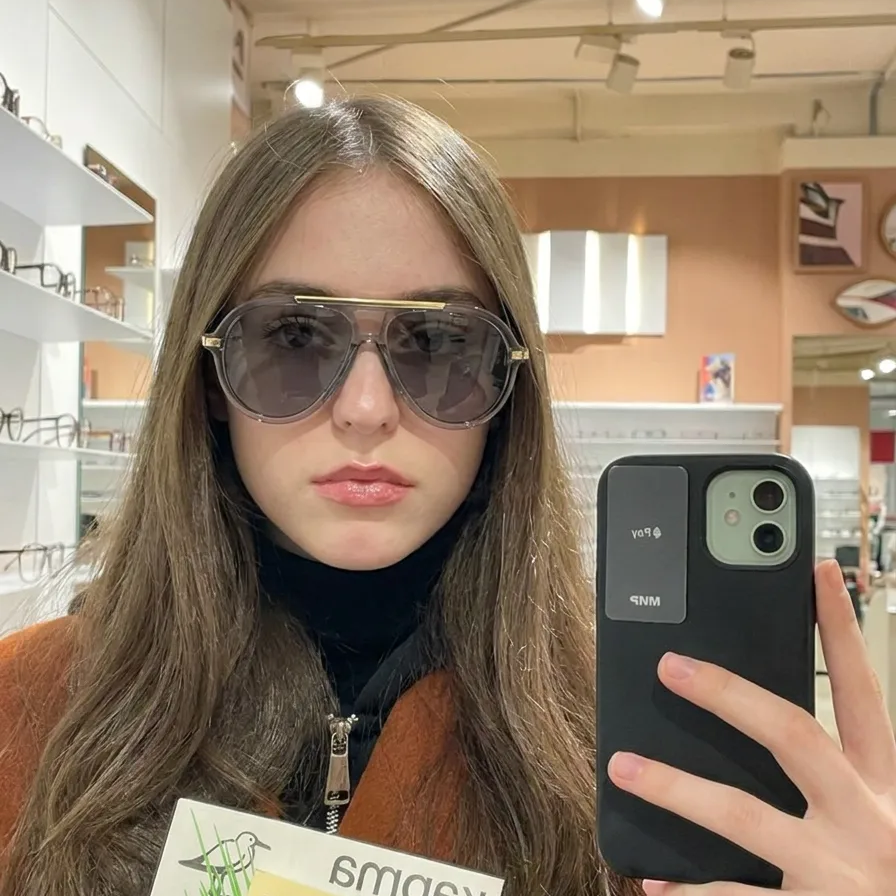 Lux Clear Gray aviator sunglasses lifestyle view