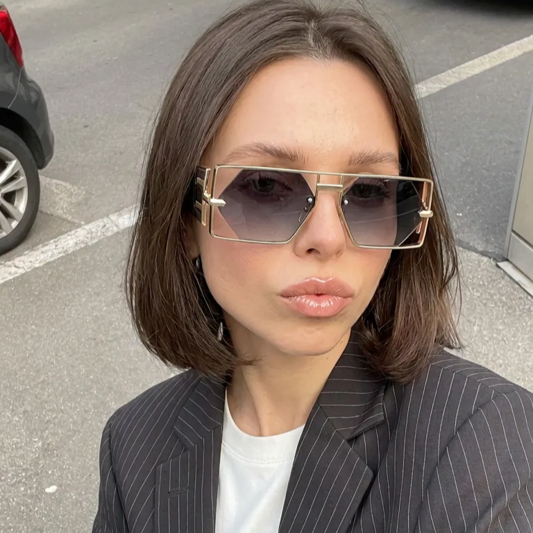 Marina Gold Black hexagon sunglasses lifestyle view
