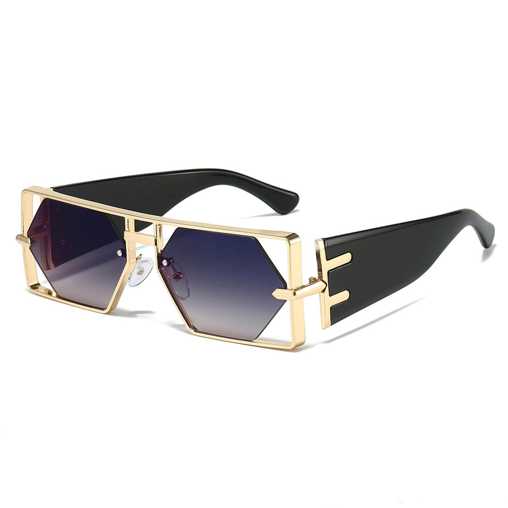 Marina Gold Blue Gradient hexagon sunglasses product view