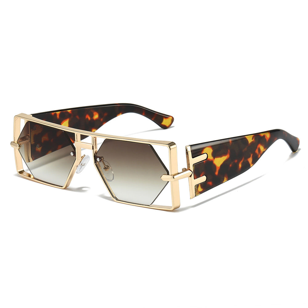 Marina Gold Brown hexagon sunglasses product view