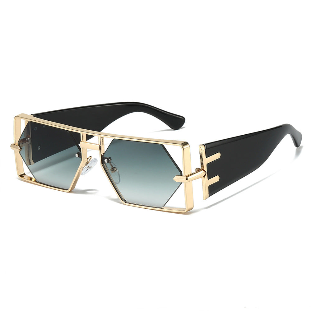 Marina Gold Green hexagon sunglasses product view