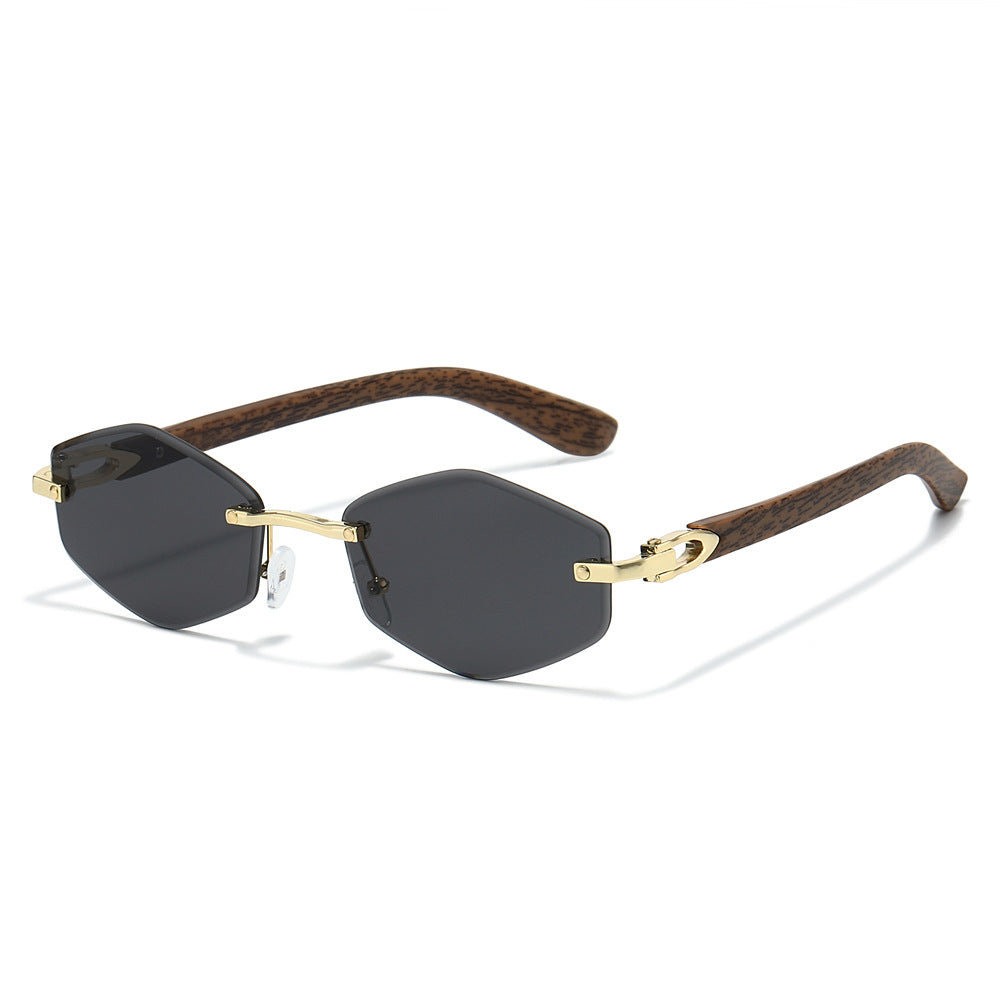 Obsidian rimless polygon sunglasses in Gold Black Smoke