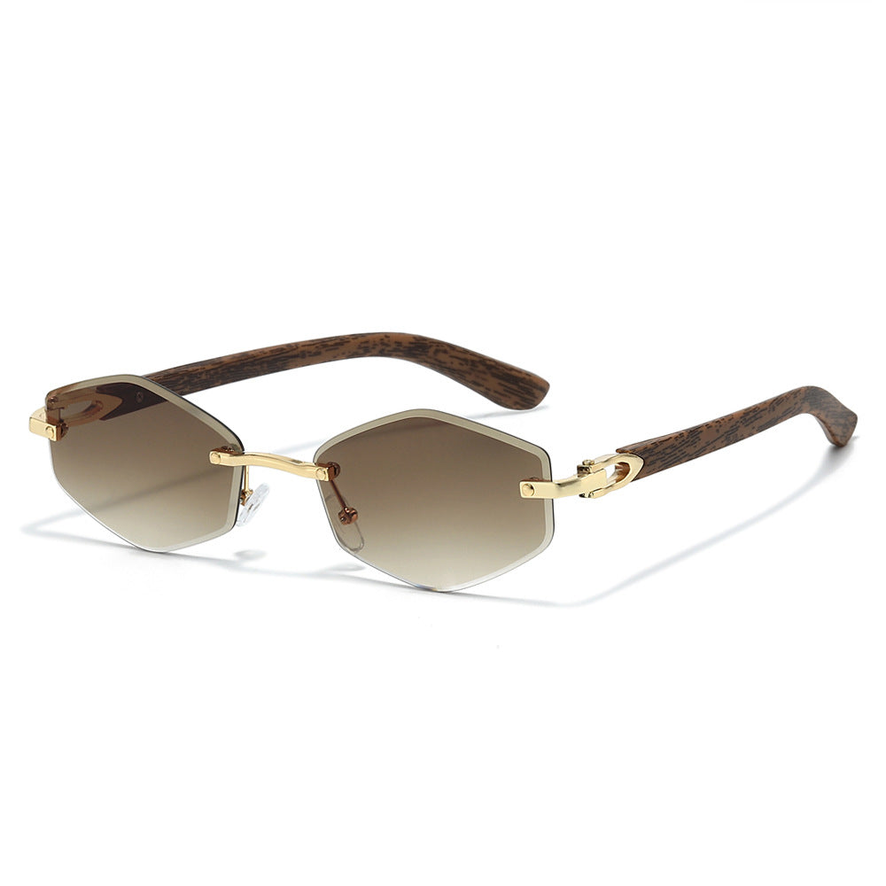Obsidian rimless polygon sunglasses in Gold Brown Gradient