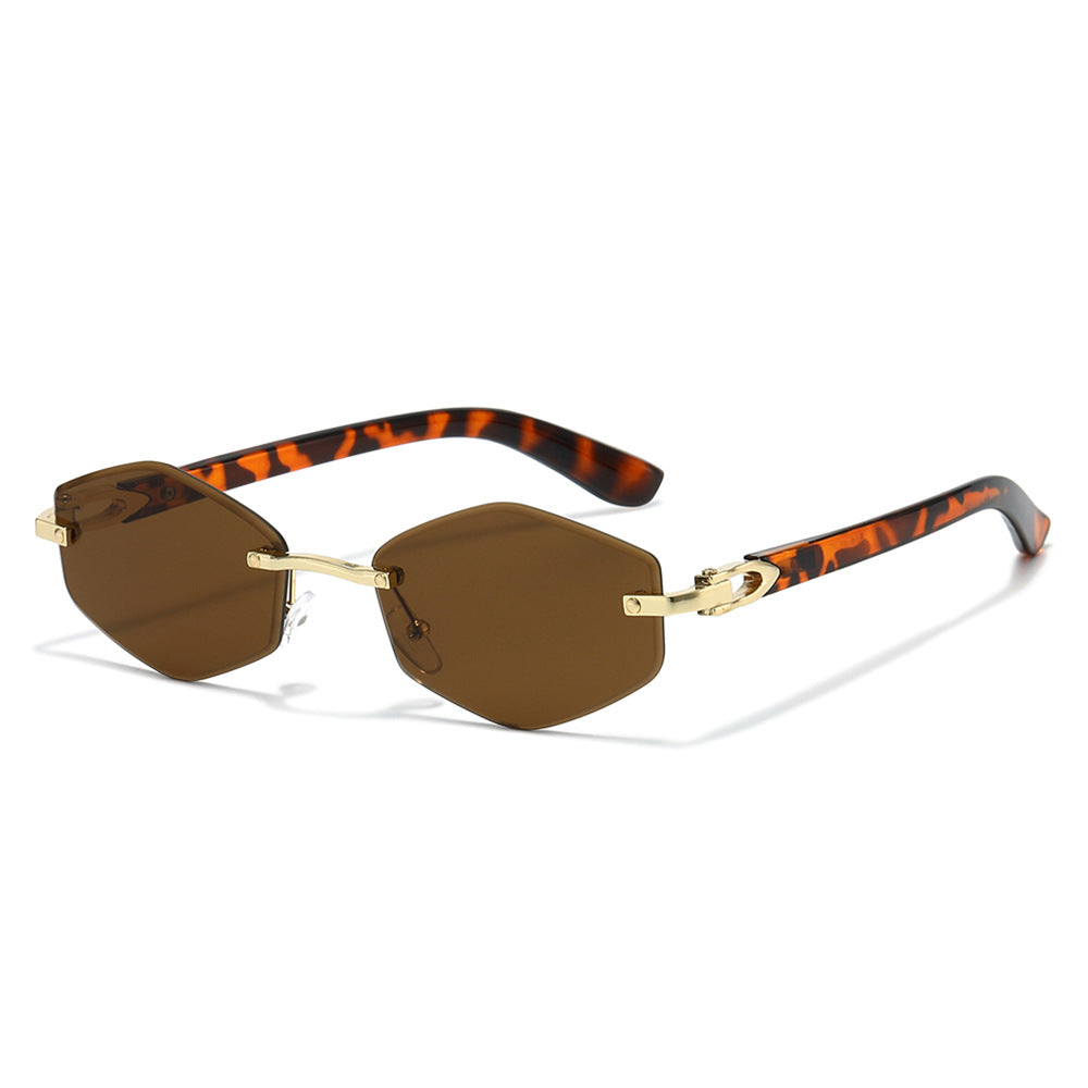 Obsidian rimless polygon sunglasses in Gold Brown