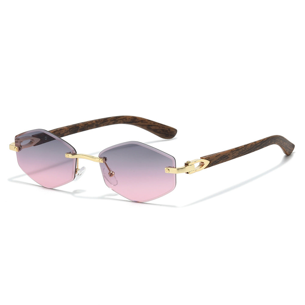 Obsidian rimless polygon sunglasses in Gold Pink Gradient