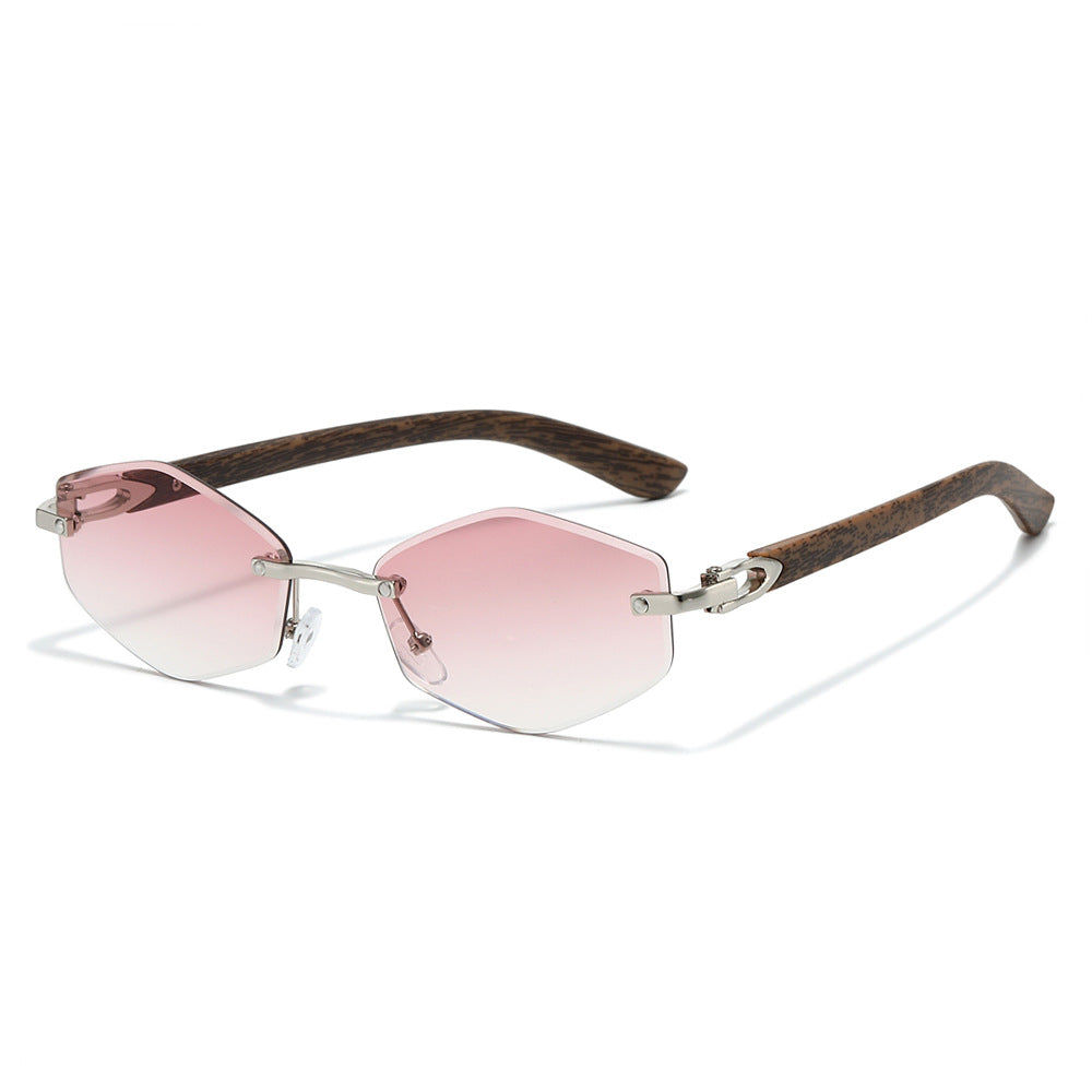 Obsidian rimless polygon sunglasses in Silver Pink Gradient