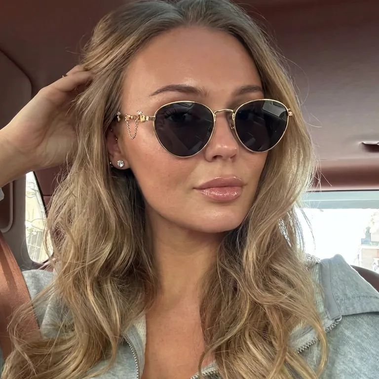 Orion Gold Black round metal sunglasses on model