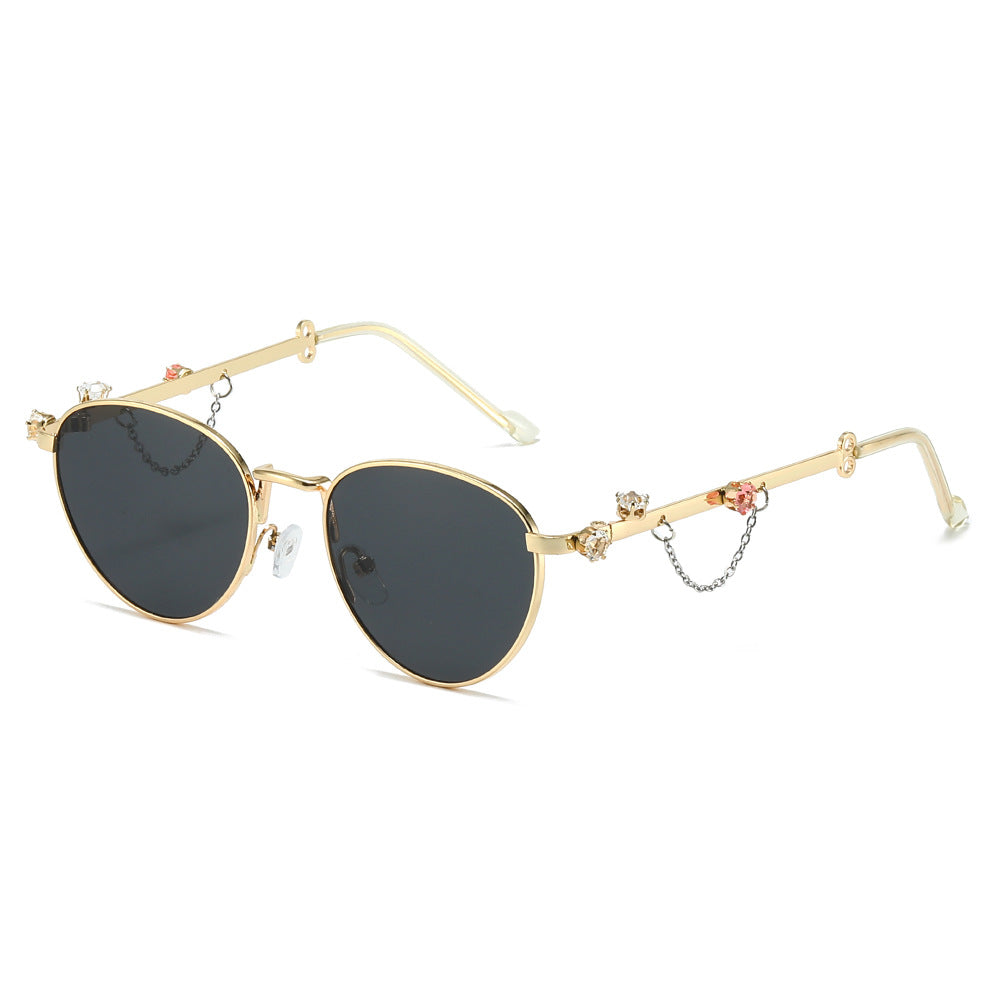 Orion round metal sunglasses in Gold Black
