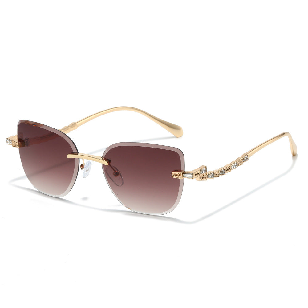 Pelican rimless cat-eye sunglasses in Gold Brown Gradient