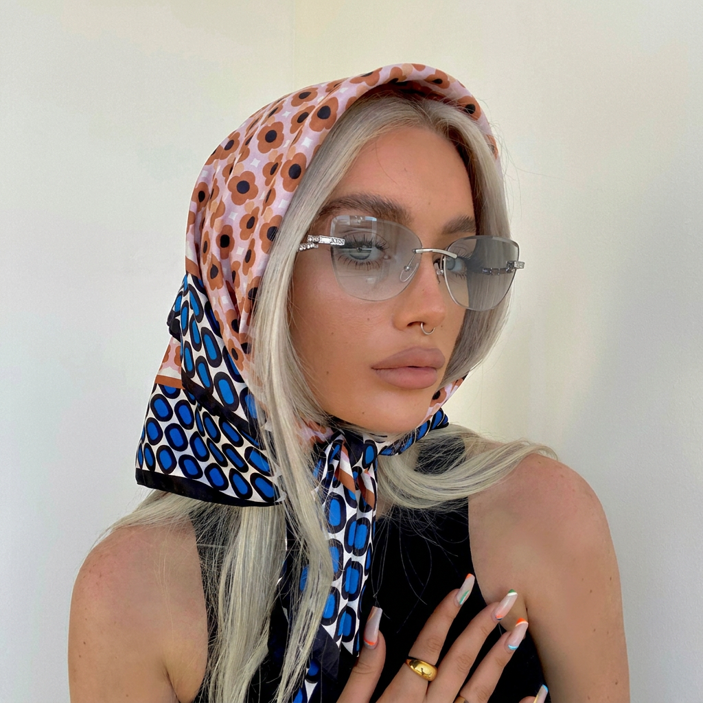 Pelican Silver Clear rimless cat-eye sunglasses on model