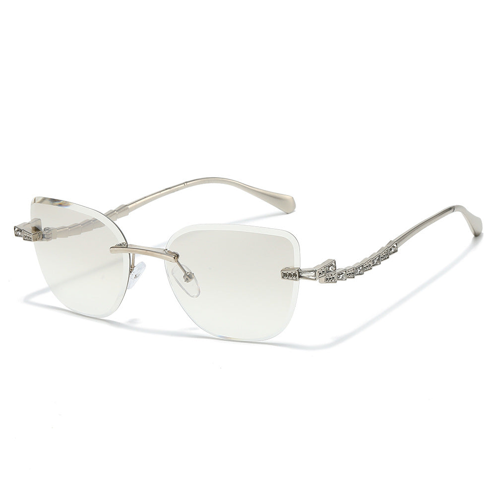 Pelican rimless cat-eye sunglasses in Silver Clear