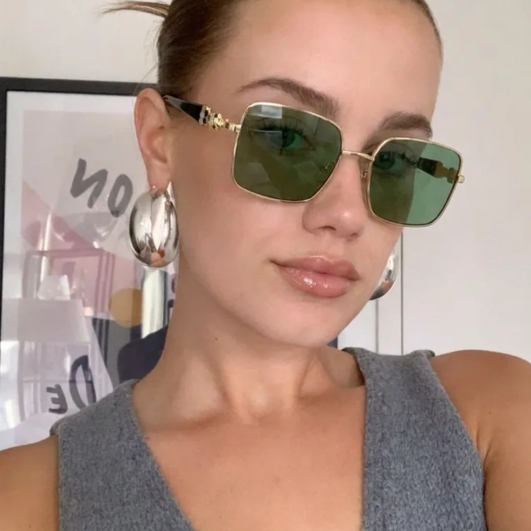 Phoenix Gold Black square sunglasses lifestyle view
