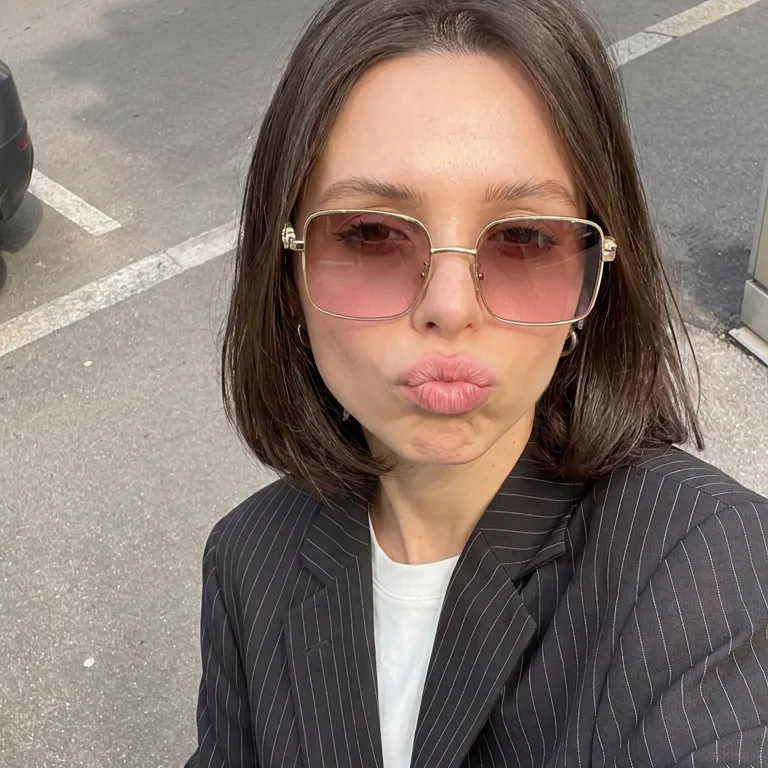 Phoenix Gold Brown square sunglasses lifestyle view