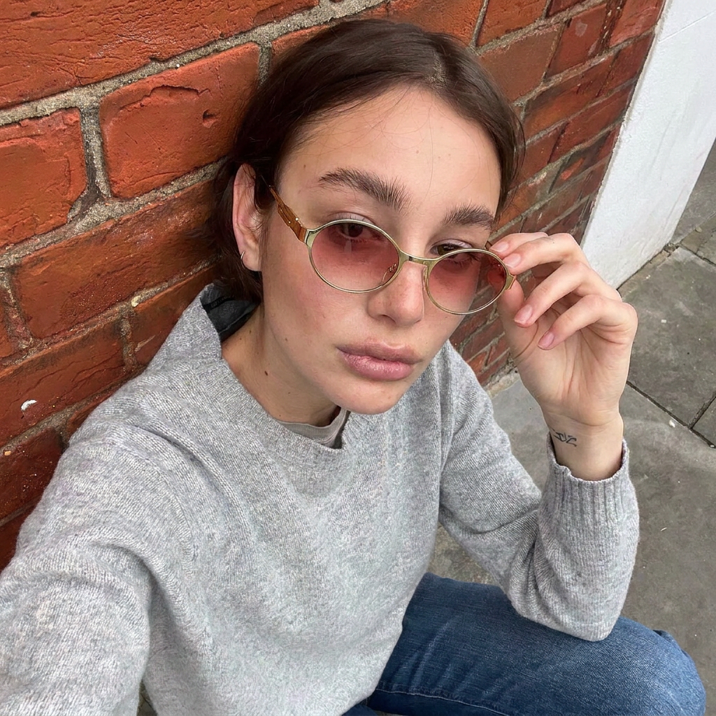 Presto Gold Rose oval sunglasses on model