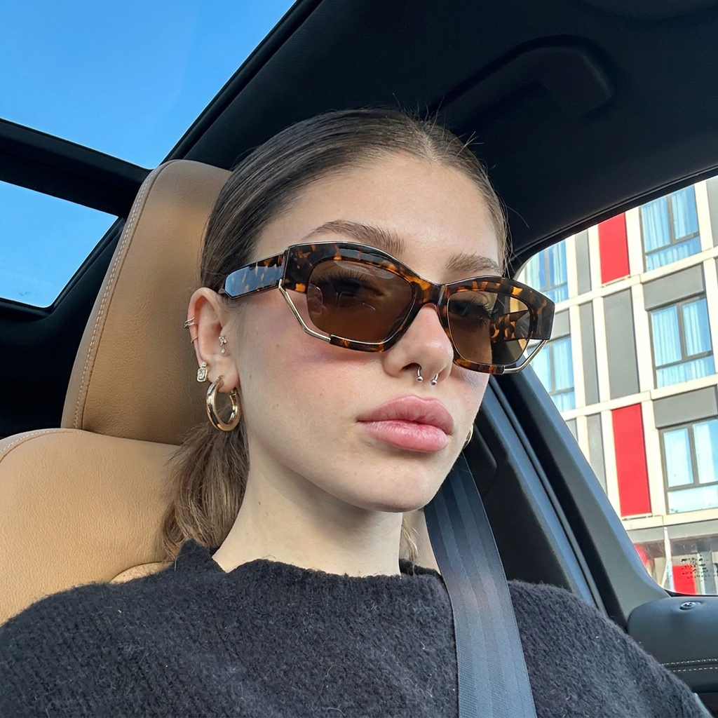 Prism Tortoise Brown geometric square sunglasses on model