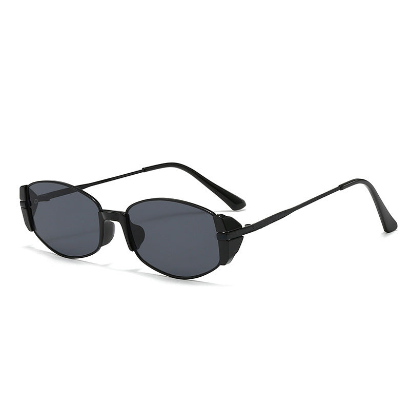 Iris metal frame sunglasses in black with smoke lenses