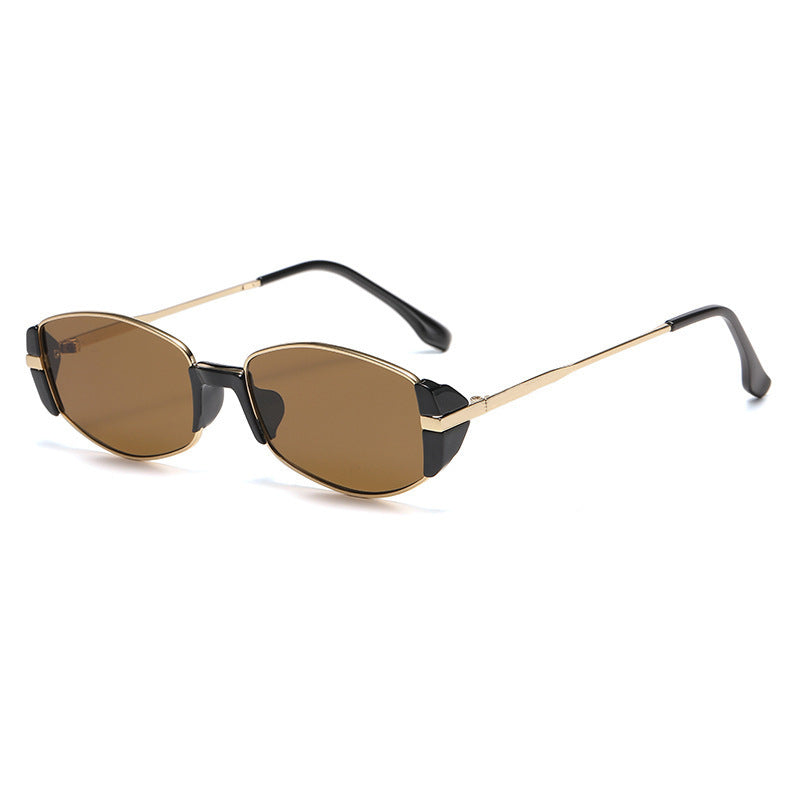 Iris metal frame sunglasses in gold with brown lenses